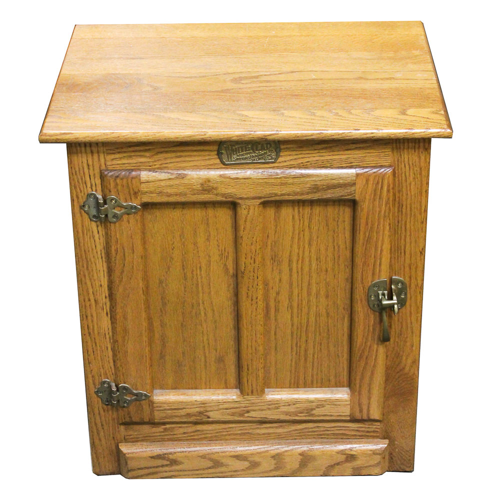 Pair of White Clad Oak Ice Box End Side Tables